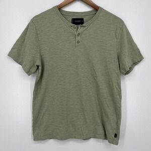 Lucky Brand T-Shirt Men's‎ Size M Green Henley Button Short Sleeve Cotton Blend